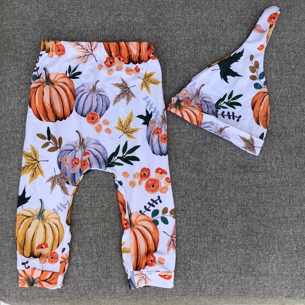 NWOT! - Fall Themed 🍁🎃🍂 Boutique Jogger Pants + Matching Hat Set